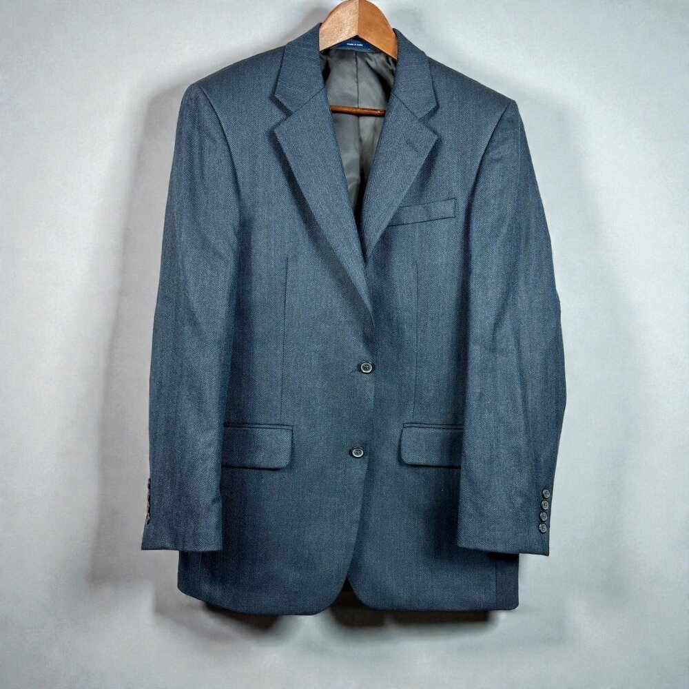 Club Room 38R 100% Wool Blue Herringbone Blazer Sport Jacket